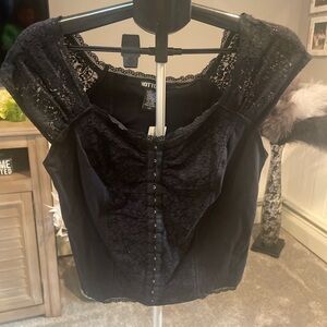 Hot Topic Black Lace Button-Up Blouse